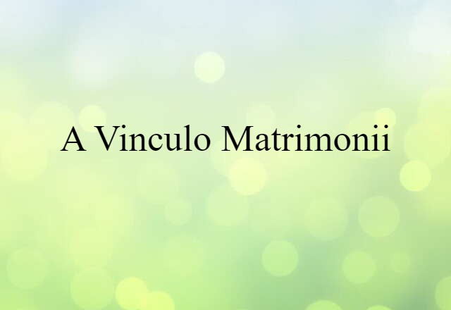 a vinculo matrimonii