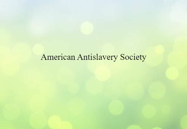 American Antislavery Society (noun) Definition, Meaning & Examples