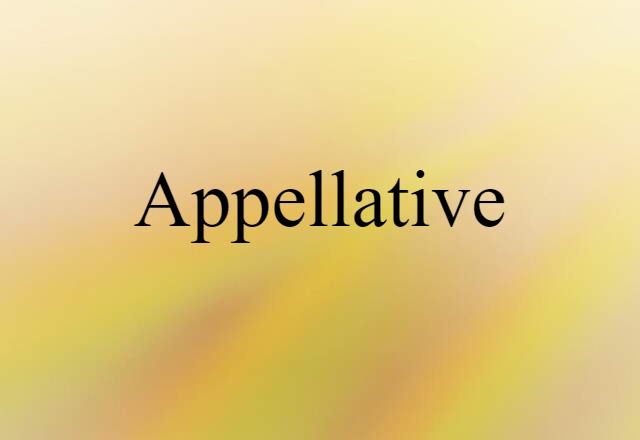 Appellative (noun) Definition, Meaning & Examples