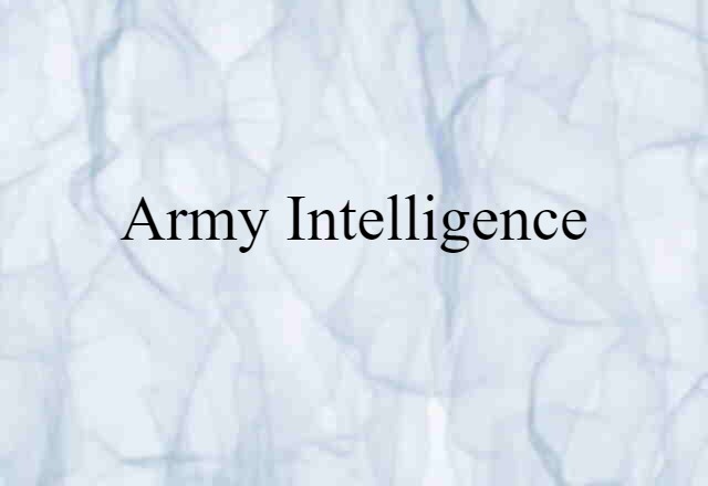 army intelligence