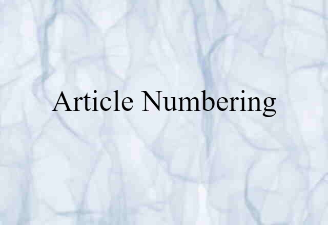 article numbering