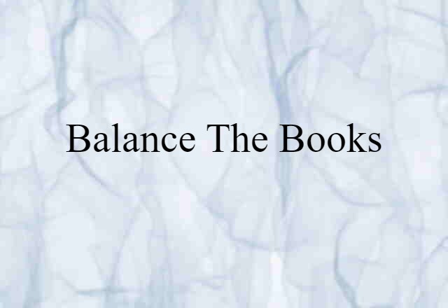 balance the books