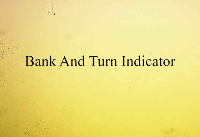 Bank And Turn Indicator (noun) Definition, Meaning & Examples