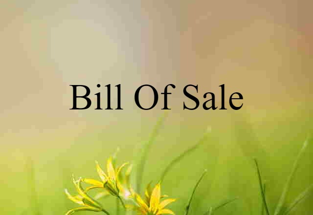 Bill Of Sale (noun) Definition, Meaning & Examples