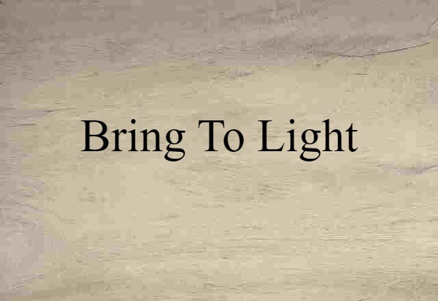 Bring To Light (noun) Definition, Meaning & Examples