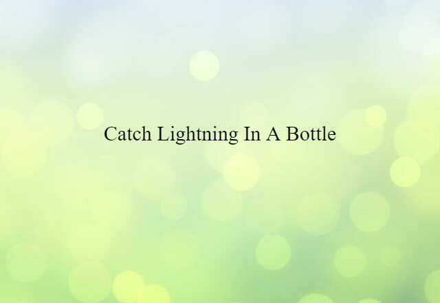 catch lightning in a bottle