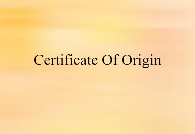 certificate of origin