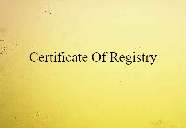 certificate of registry