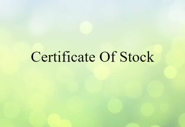 certificate of stock