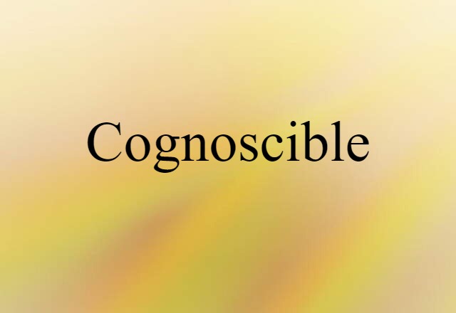 Cognoscible (noun) Definition, Meaning & Examples