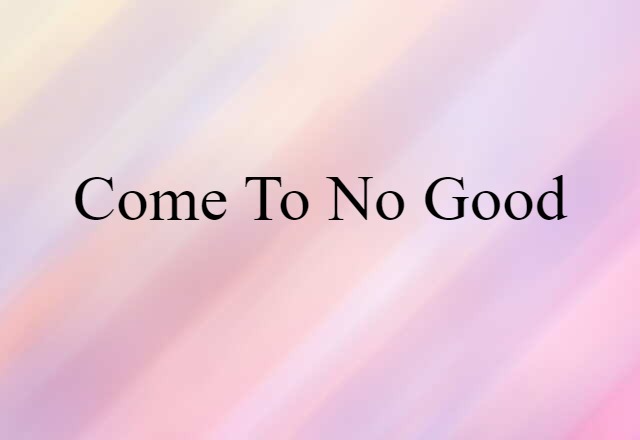 Come To No Good (noun) Definition, Meaning & Examples