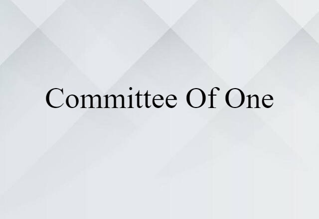 Committee Of One (noun) Definition, Meaning & Examples