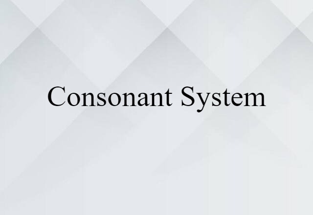 consonant system