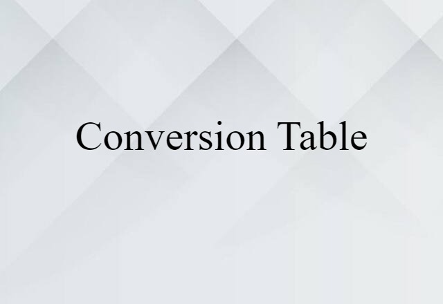 conversion table