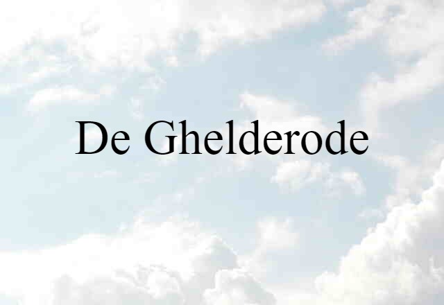 de Ghelderode