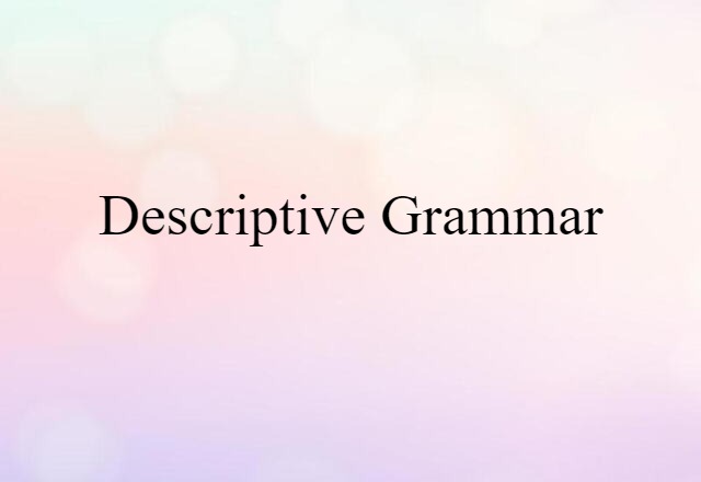 Descriptive Grammar (noun) Definition, Meaning & Examples