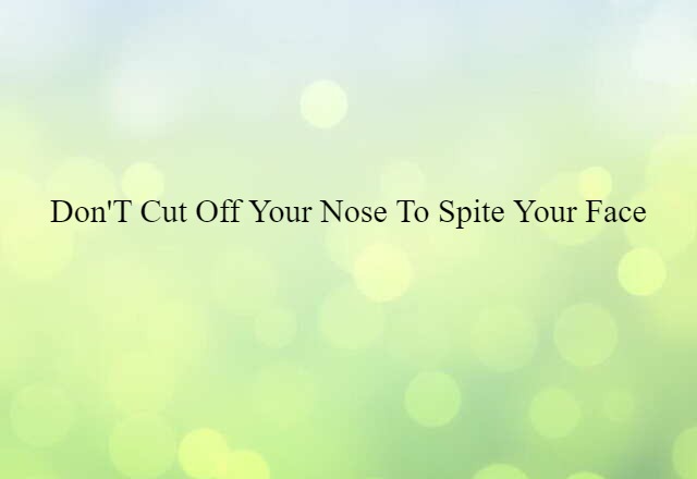 Don't Cut Off Your Nose To Spite Your Face (noun) Definition, Meaning & Examples