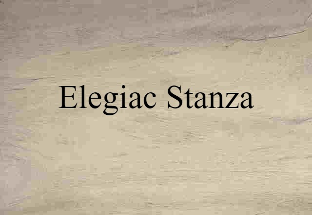 elegiac stanza