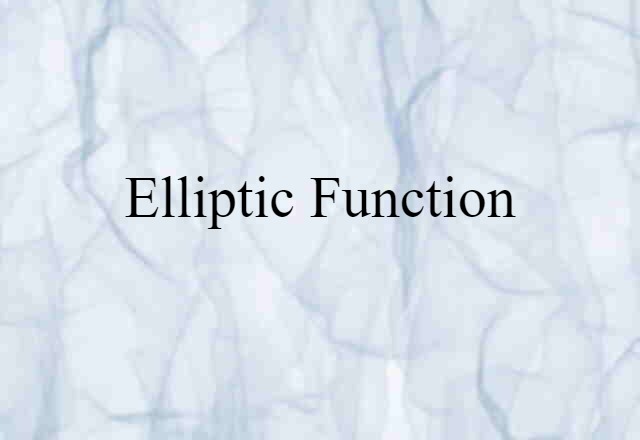 elliptic function