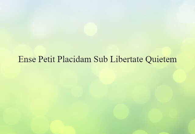 Ense Petit Placidam Sub Libertate Quietem (noun) Definition, Meaning & Examples