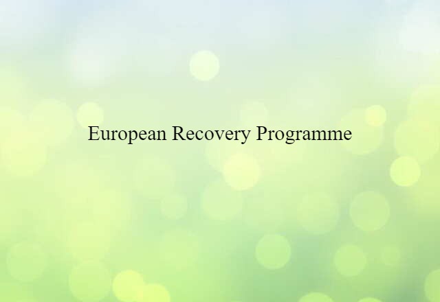 European Recovery Programme