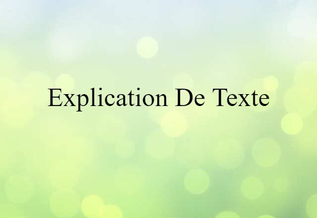 explication de texte