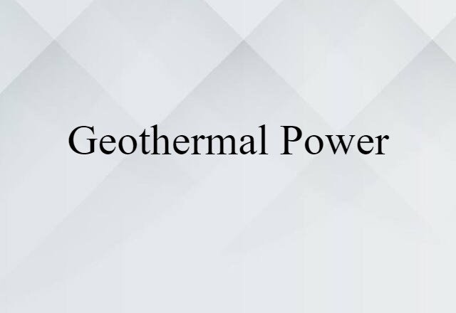 geothermal power