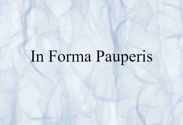 in forma pauperis