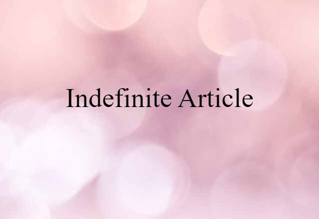 Indefinite Article (noun) Definition, Meaning & Examples