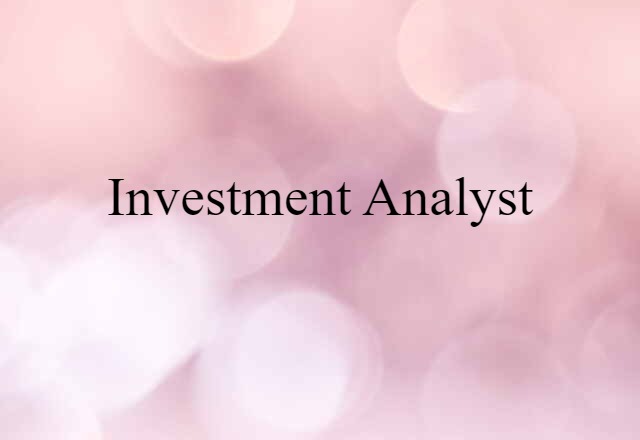 Investment Analyst (noun) Definition, Meaning & Examples