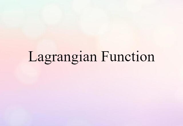 Lagrangian function