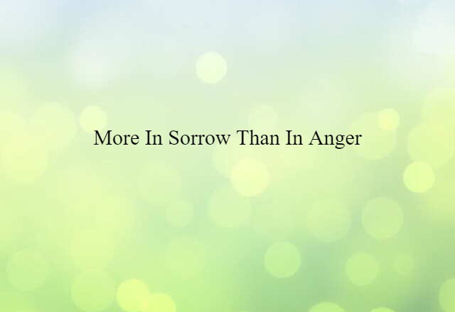 More In Sorrow Than In Anger (noun) Definition, Meaning & Examples