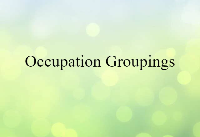 occupation groupings