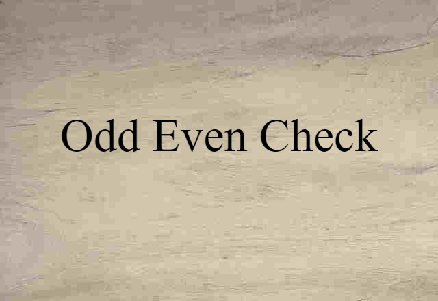 odd-even check