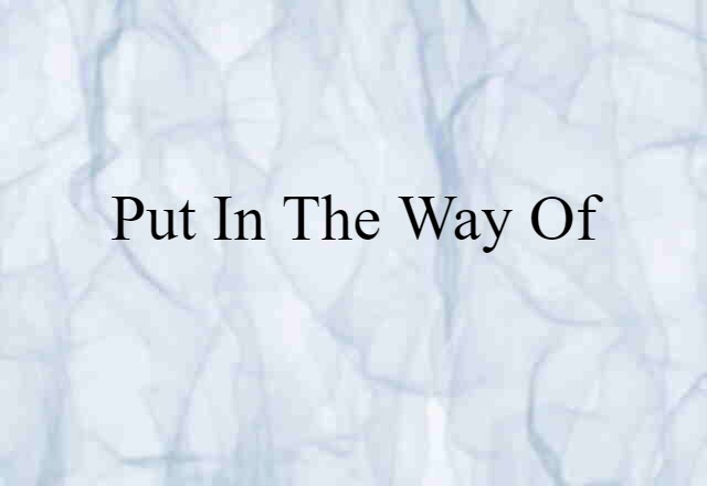 Put In The Way Of (noun) Definition, Meaning & Examples