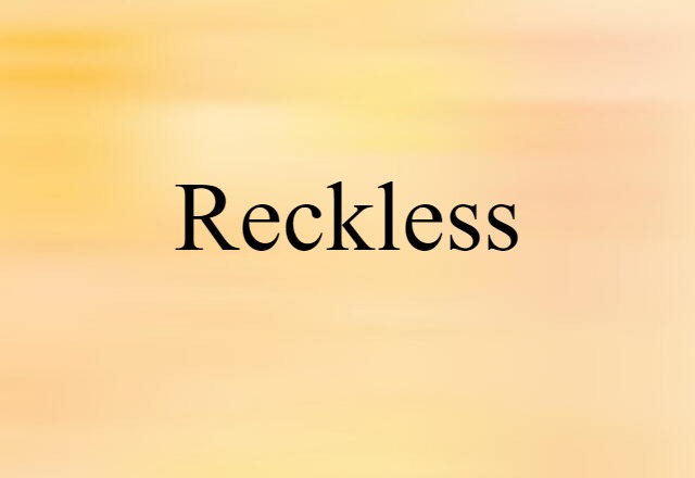 Reckless (noun) Definition, Meaning & Examples