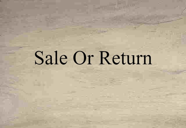 Sale Or Return (noun) Definition, Meaning & Examples