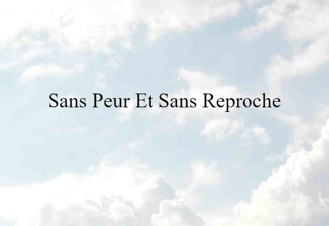 sans peur et sans reproche