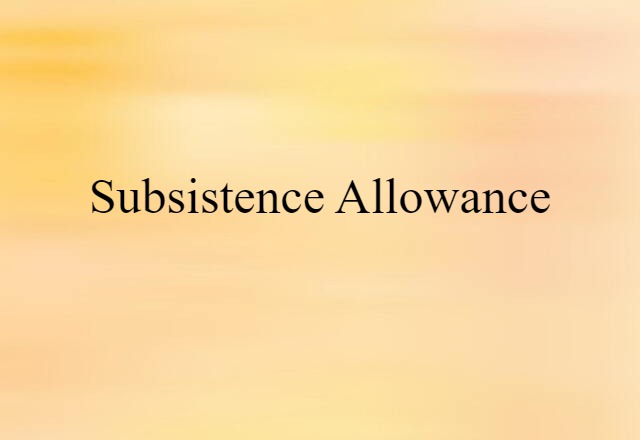 Subsistence Allowance (noun) Definition, Meaning & Examples