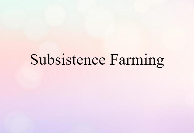 Subsistence Farming (noun) Definition, Meaning & Examples