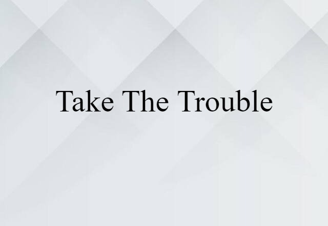 Take The Trouble (noun) Definition, Meaning & Examples