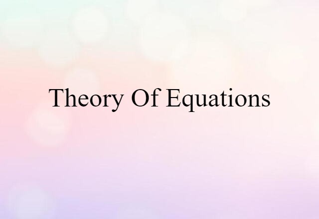 theory of equations