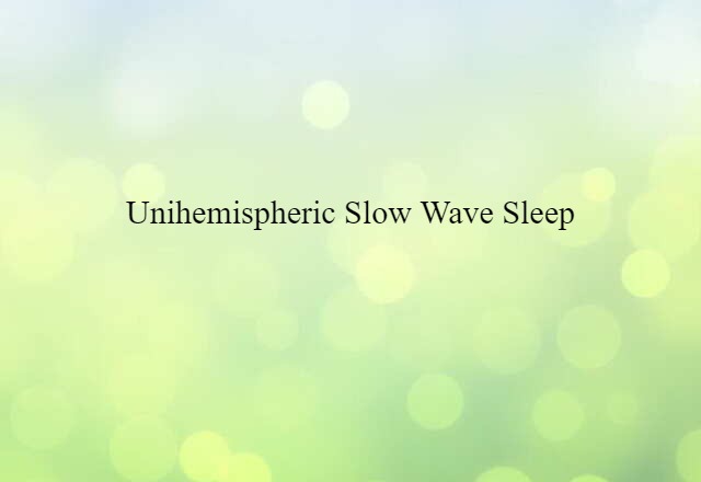 unihemispheric slow-wave sleep