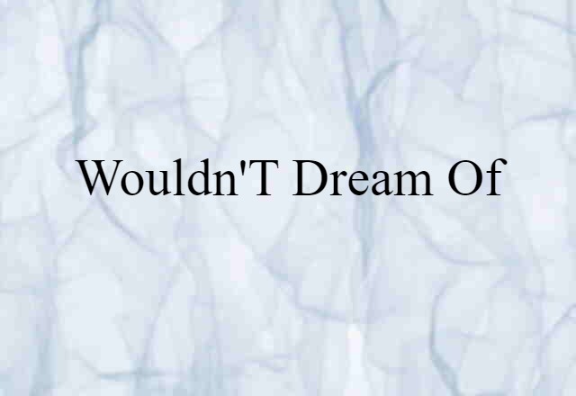 Wouldn't Dream Of (noun) Definition, Meaning & Examples